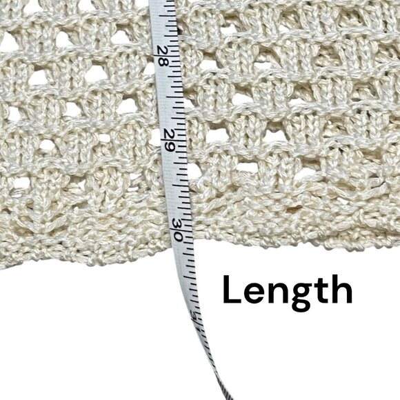 Anrabess Crochet S Knit Cover Up Dress Cream Sleeveless Open Back Beach Cottage - Picture 6 of 7